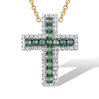 14KYWB Pendant Emerald,Diamond (P304434EMR14KYWB)