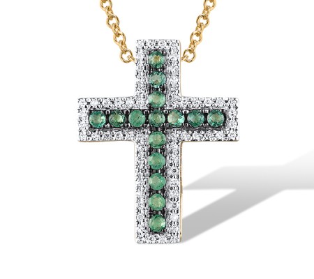 14KYWB Pendant Emerald,Diamond (P304434EMR14KYWB)