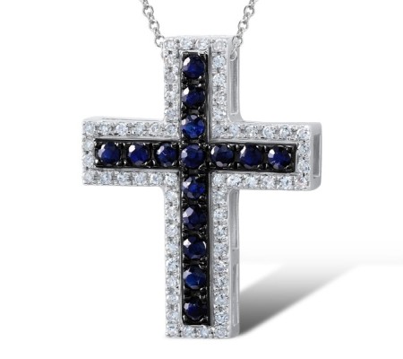 14KWB Pendant Blue Sapphire,Diamond (P304434SAP14KWB)
