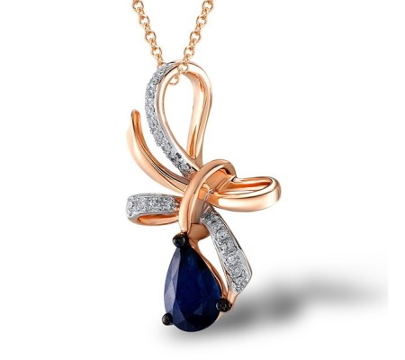 14KRWB Pendant Blue Sapphire,Diamond (P304542SAP14KRWB)
