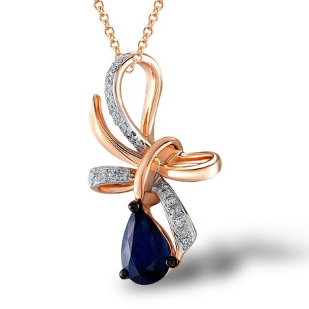 14KRWB Pendant Blue Sapphire,Diamond (P304542SAP14KRWB)
