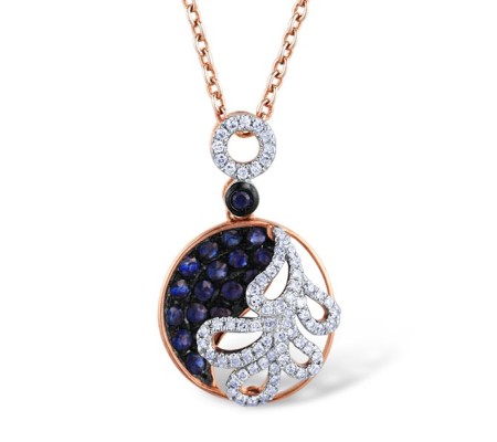 14KRWB Pendant Blue Sapphire,Diamond (P304565SAP14KRWB)