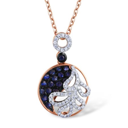 14KRWB Pendant Blue Sapphire,Diamond (P304565SAP14KRWB)