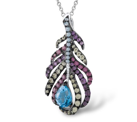 14KWB Pendant Diamond,Peridot,Amethyst,Rhodolite Garnet,Blue Topaz (Swiss Blue) (P304567MUL14KWB)