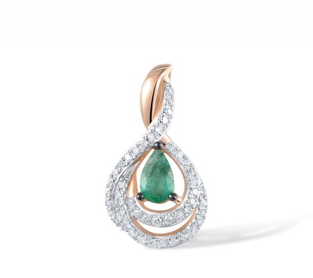 14KRWB Pendant Diamond,Emerald (P304573EMR14KRWB)