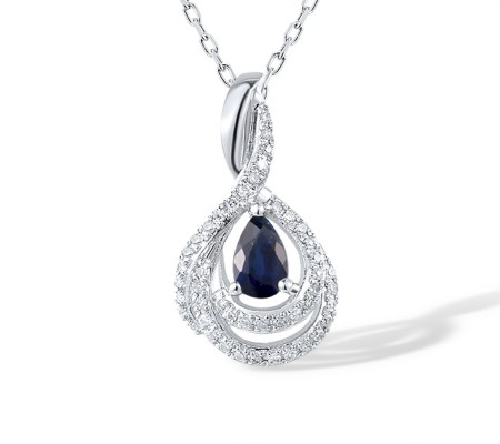 14KW Pendant Blue Sapphire,Diamond (P304573SAP14KW)