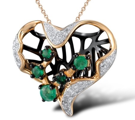 14KRWB Pendant Diamond,Emerald (P304574EMR14KRWB)