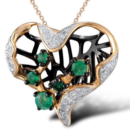 14KRWB Pendant Diamond,Emerald (P304574EMR14KRWB)