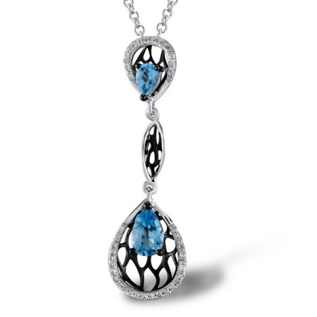 14KWB Pendant Blue Topaz (Swiss Blue),Diamond (P304626BLT14KWB)