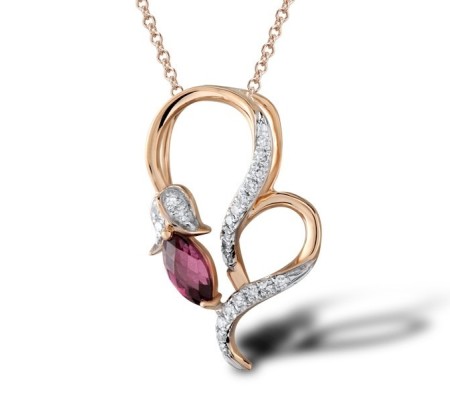 14KRW Pendant Diamond,Rhodolite Garnet (P304627RHG14KRW)