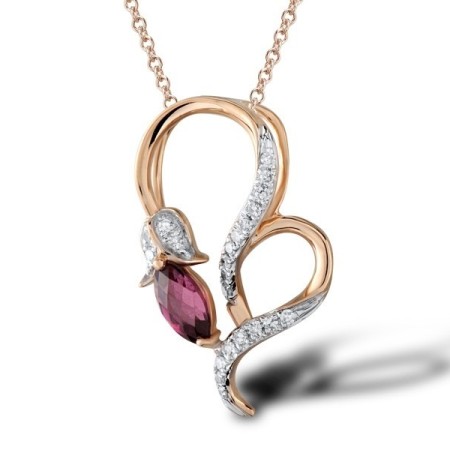 14KRW Pendant Diamond,Rhodolite Garnet (P304627RHG14KRW)