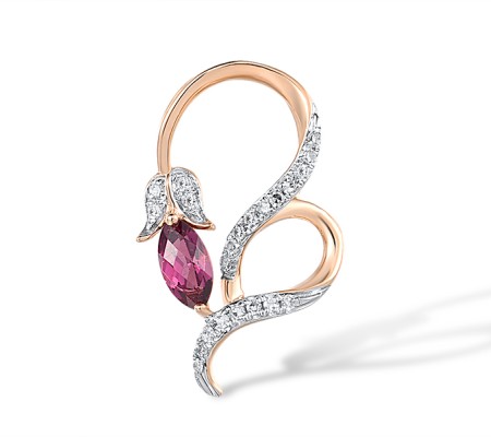 Red Heart 14K 585 Rose Gold  Pendant Diamond,Ruby without chain (P304627RUY14KRW)