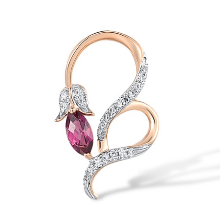 Red Heart 14K 585 Rose Gold  Pendant Diamond,Ruby without chain (P304627RUY14KRW)