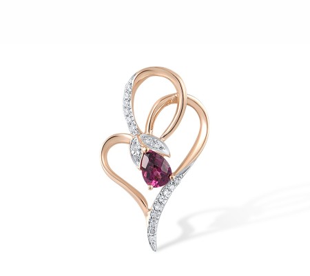 14KRW Pendant Diamond,Rhodolite Garnet (P304628RHG14KRW)