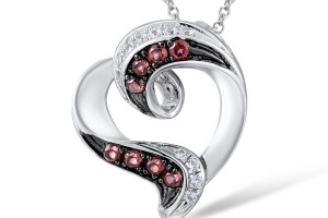 Sterling Silver Pendant Rhodolite Garnet,White Sapphire (P304779ARHWSL925)