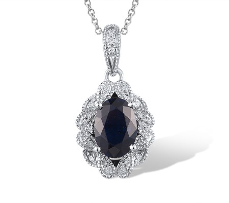 14KW Pendant Blue Sapphire,Diamond (P304843SAP14KW)