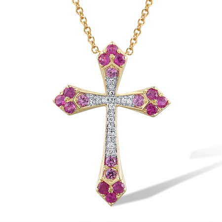 14KYW Pendant Diamond,Pink Sapphire,Ruby (P304870PRU14KYW)
