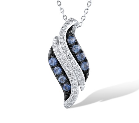 14KWB Pendant Blue Sapphire,Diamond without chain (P304954SAP14KWB)