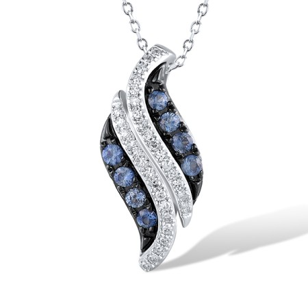14KWB Pendant Blue Sapphire,Diamond without chain (P304954SAP14KWB)