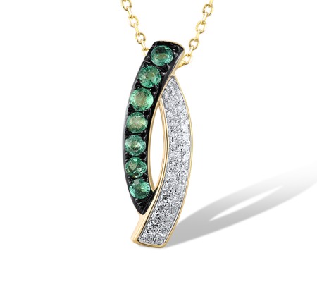 14KYWB Pendant Diamond,Emerald without chain (P304964EMR14KYWB)