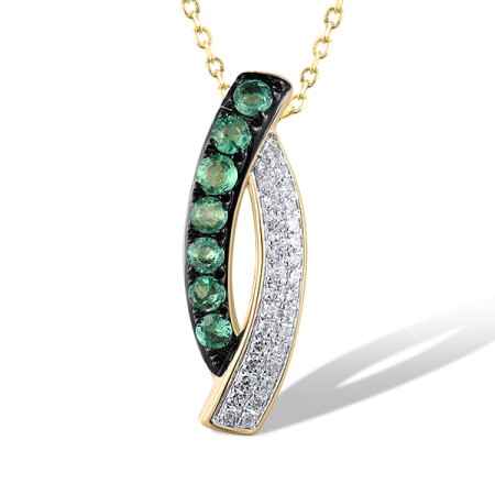 14KYWB Pendant Diamond,Emerald without chain (P304964EMR14KYWB)