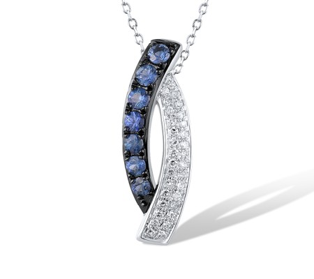 14KWB Pendant Blue Sapphire,Diamond without chain (P304964SAP14KWB)