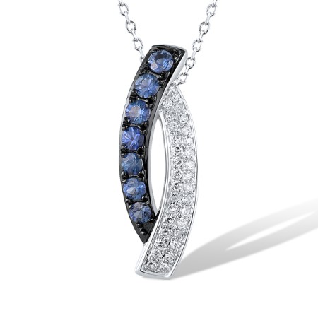 14KWB Pendant Blue Sapphire,Diamond without chain (P304964SAP14KWB)