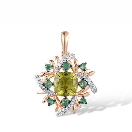 14KRWB Pendant Diamond,Emerald,Peridot (P305033EPR14KRWB)