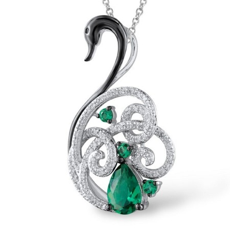 Sterling Silver Pendant Green Spinel,White Cubic Zirconia (P305045GSZSL925)