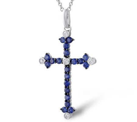 14KWB Pendant Blue Sapphire,Diamond without chain (P305092SAP14KWB)