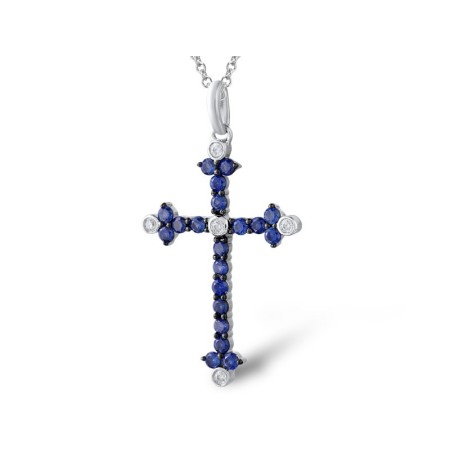 14KWB Pendant Blue Sapphire,Diamond without chain (P305092SAP14KWB)