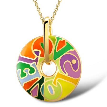 Sterling Silver w/ Yellow Plating Pendant Enamel (P305113ENASY925)