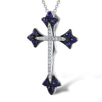 14KWB Pendant Blue Sapphire,Diamond without chain (P305144SAP14KWB)