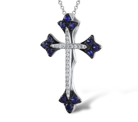 14KWB Pendant Blue Sapphire,Diamond without chain (P305144SAP14KWB)