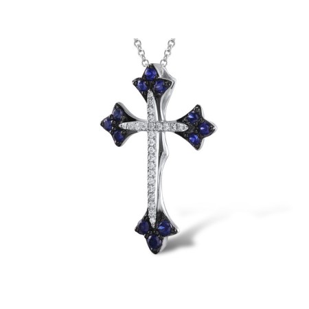 14KWB Pendant Blue Sapphire,Diamond without chain (P305144SAP14KWB)