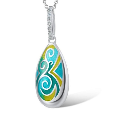 Sterling Silver Pendant Enamel,White Cubic Zirconia (P305211ENASL925)