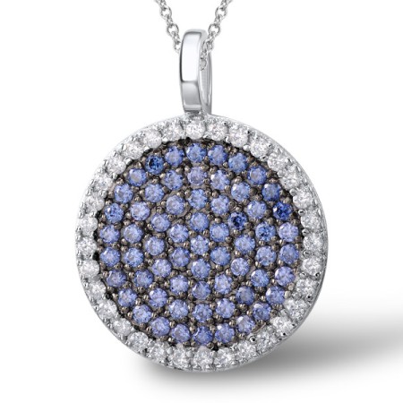 Sterling Silver w/ Black White Plating Pendant Blue Nano Cubic Zirconia,White Cubic Zirconia (P305279BZZSK925)