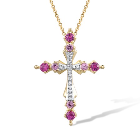 14KYW Pendant Diamond,Pink Sapphire,Ruby (P305314PRU14KYW)