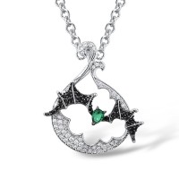 Sterling Silver Pendant Black spinel,Green Spinel,White Cubic Zirconia (P305352BGSZSL925)