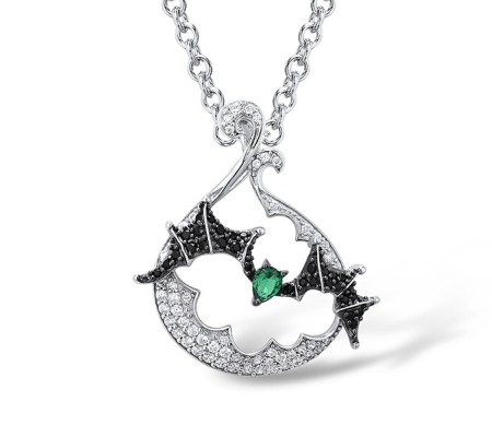 Sterling Silver Pendant Black spinel,Green Spinel,White Cubic Zirconia (P305352BGSZSL925)