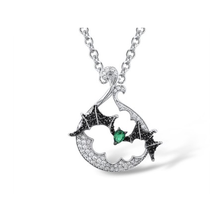 Sterling Silver Pendant Black spinel,Green Spinel,White Cubic Zirconia (P305352BGSZSL925)