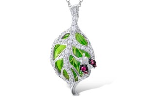 Sterling Silver Pendant Created Ruby,Enamel,White Cubic Zirconia (P305360ENASL925)