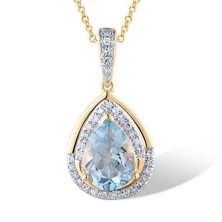 14KYW Pendant Blue Topaz (Sky Blue),Diamond (P305605BKT14KYW)
