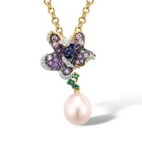 Sterling Silver w/ Yellow Black White Plating Pendant Amethyst Cubic Zirconia,Created Sapphire,Fresh Water White Pearl,Green Spinel,Pink Cubic Zirconia,White Cubic Zirconia (P305618MUL2SZ925)