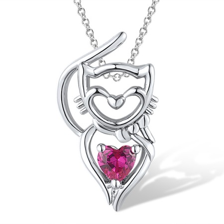 Sterling Silver Pendant Created Ruby (P305758CRUSL925)