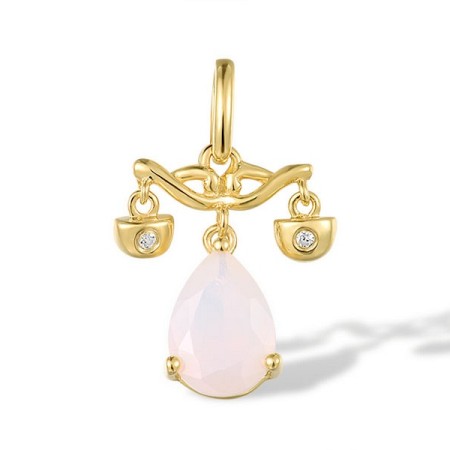 Sterling Silver w/ Yellow Plating Pendant White Cubic Zirconia,White Opaque Zirconia (P305763WWZSY925)