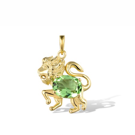 Sterling Silver w/ Yellow Plating Pendant Green Glass (P305767GRGSY925)