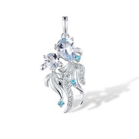 Sterling Silver Pendant Blue Cubic Zirconia,Blue Spinel,White Cubic Zirconia (P305770BLZSL925)