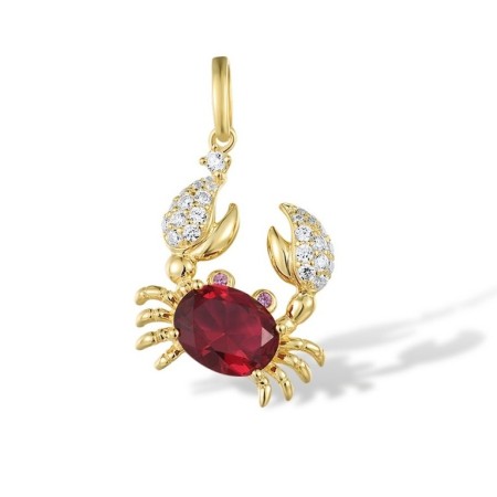 Sterling Silver w/ Yellow Plating Pendant Created Pink Sapphire,Red Nano Crystal,White Cubic Zirconia (P305771CPZRSY925)