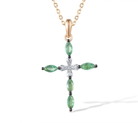 14KRWB Pendant Diamond,Emerald (P306117EMR14KRWB)